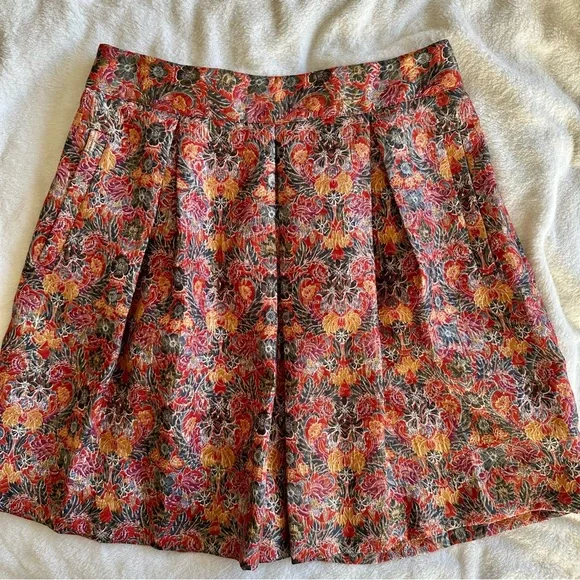 Maeve Rosie Pleated Brocade Skirt, lined, Size L
